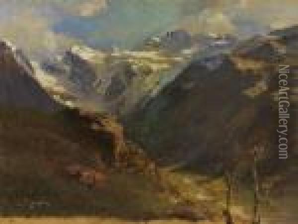 Hochgebirgslandschaft Oil Painting - Edward Theodore Compton