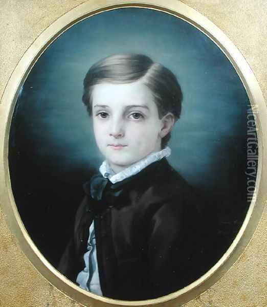 Portrait of Pierre Loti 1850-1923 by his sister, 1862 Oil Painting - Marie Viaud