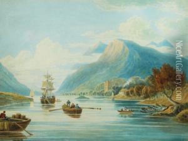 Loch Oich With Invergarry Castle Oil Painting - William Fleetwood Varley