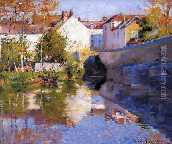 Beside the River (Grez) Oil Painting - Robert William Vonnoh