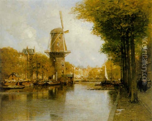 A View Of The Coolvest, Rotterdam, With The Windmill 
