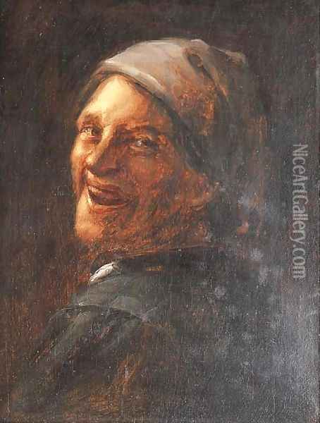 A man laughing, bust-length Oil Painting - Joos van Craesbeeck