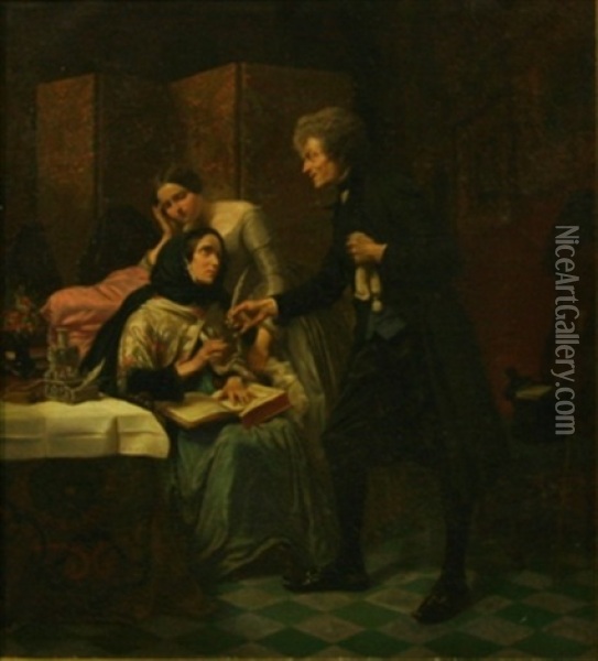 Signing Of The Deed Oil Painting - Carl Wilhelm Huebner