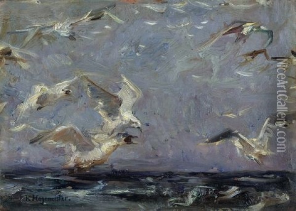 Mowenschwarm An Der Ostsee Oil Painting - Karl Hagemeister