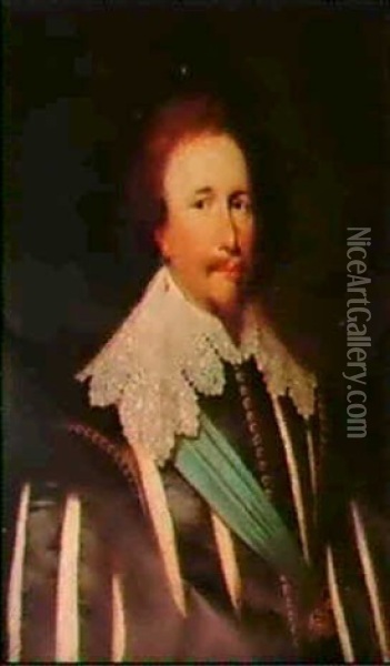 Portrait Of Edward Sackville, 4th Earl Of Dorset Oil Painting - Cornelis Jonson Van Ceulen