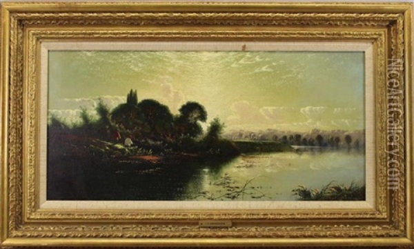 River Landscape Oil Painting - Edwin Henry Boddington
