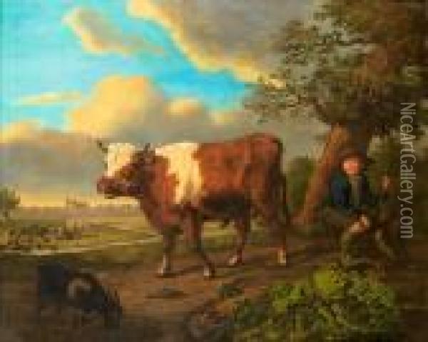 The Young Herdsman Oil Painting - Jean-Baptiste De Roy