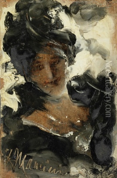 Portrat Einer Dame Oil Painting - Antonio Mancini