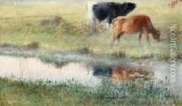 Bulland Cow By Snarjebacken, Knapegard) Oil Painting - Nils Kreuger