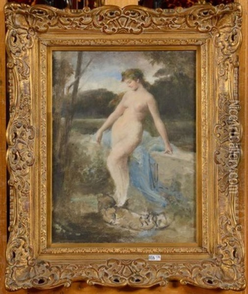 Femme Nue Au Tigre Oil Painting - Edward Duyck