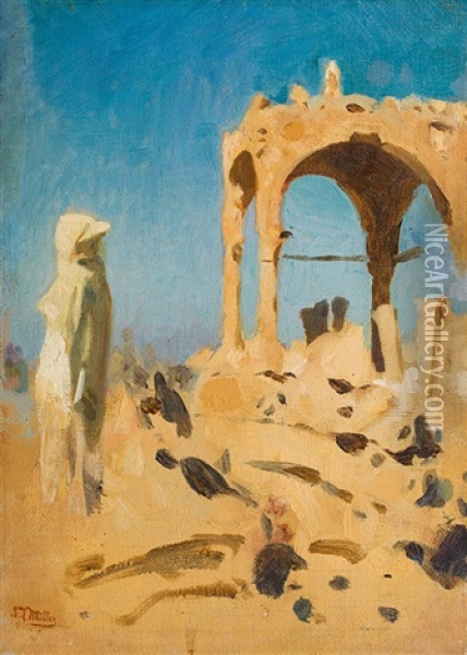 At The Tombs Of The Caliphs (nature Study) Oil Painting - Carl Leopold Mueller