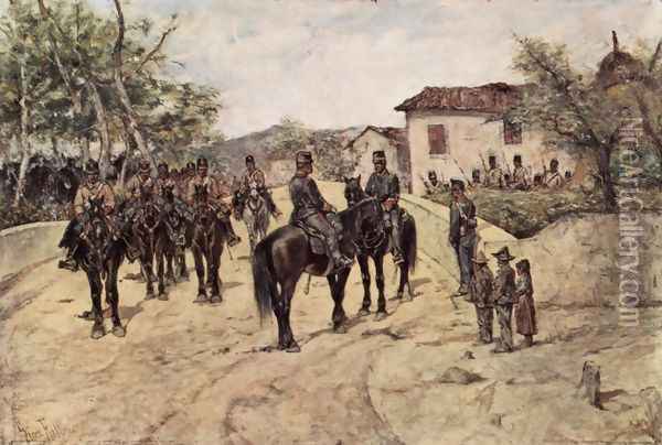 Rest of the Cavalry unit Oil Painting - Giovanni Fattori