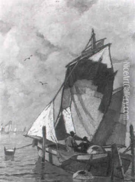 Fischerboote Auf See Im Sonnenlicht Oil Painting - Ludwig Dill