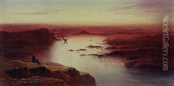Sunset, First Cataract - The Nile Above Aswan Oil Painting - Edward Lear