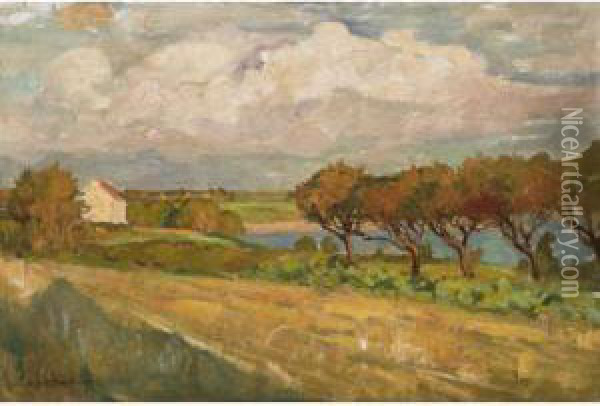Paysage - Landscape, North France Oil Painting - Rupert Ch. Wulsten Bunny