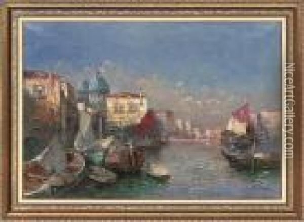 Boats In The Harbour Oil Painting - Georg Fischof