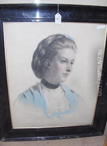 Portrait Of Hrh Princess Christian, And Inscribed Oil Painting - Georg Koberwein
