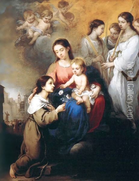 Virgin and Child with St Rosalina of Palermo Oil Painting - Bartolome Esteban Murillo