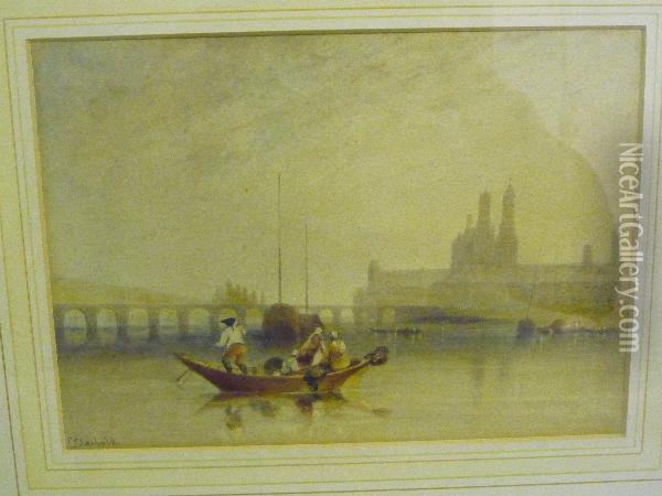 Venetian Gondola Scene Oil Painting - William Clarkson Stanfield