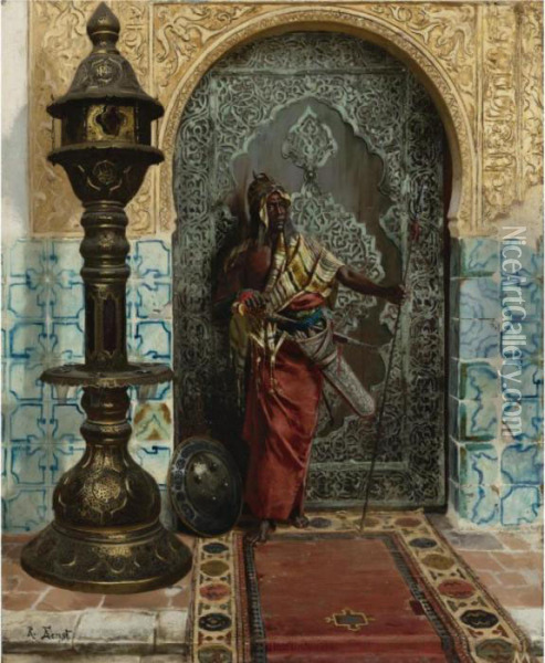 Nubian Guard Oil Painting - Rudolph Ernst