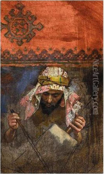 Study Of An Arab Musician Oil Painting - Rudolph Ernst