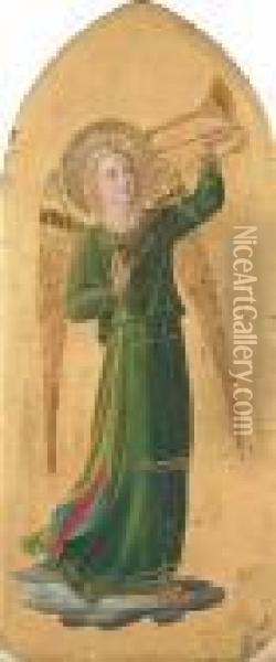 An Angel Sounding A Trumpet Oil Painting - Fra Angelico (Guido di Pietro)