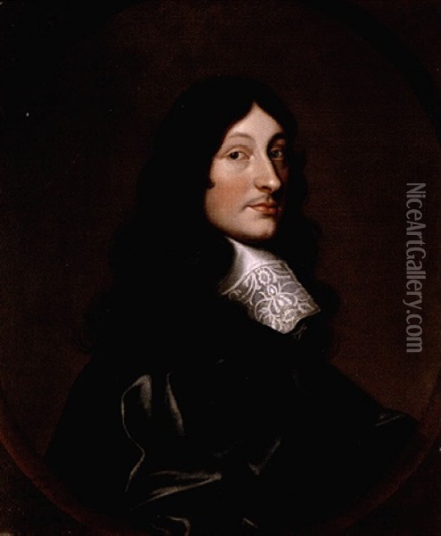 Portrait Of Thomas Marriott Of Whitchurch, Warwickshire, Wearing A Black Coat And White Cravat Oil Painting - Cornelius de Neve
