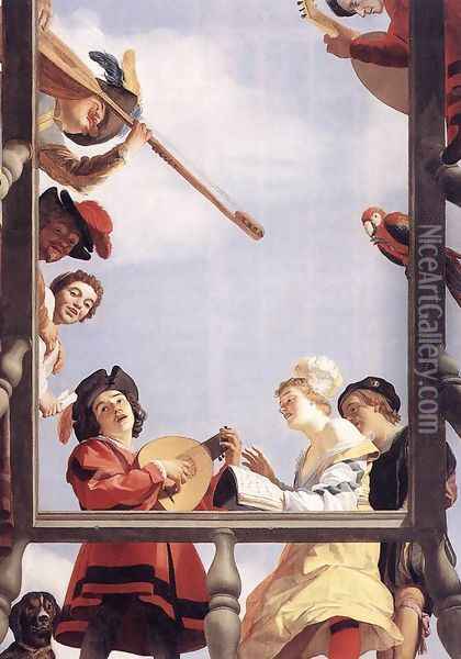 Musical Group on a Balcony 1622 Oil Painting - Gerrit Van Honthorst