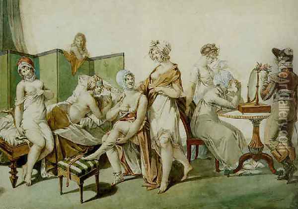 Le lever des ouvrieres en linge 1803 Oil Painting - Jean Francois Bosio