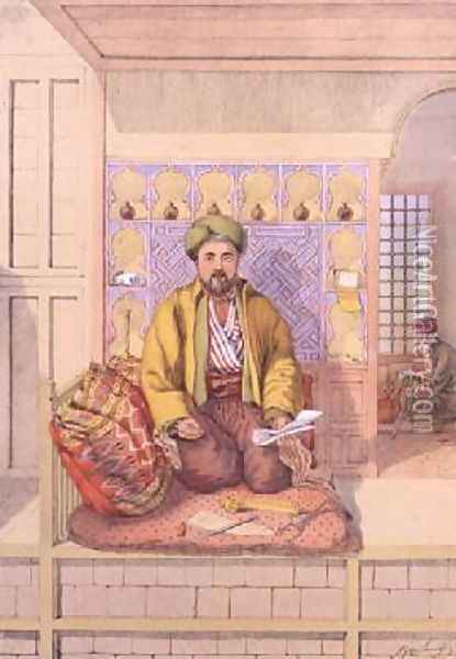 A Turkish Scribe Oil Painting - Lennep, H.J. van