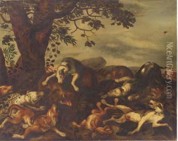 Chiens Attaquant Un Sanglier Oil Painting - Frans Snyders