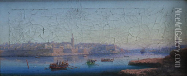 Malta: Valletta, With St. Paul's Pro-cathedral Oil Painting - Luigi Maria Galea