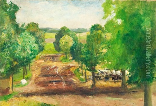 Fruhlingslandschaft Oil Painting - George Mosson