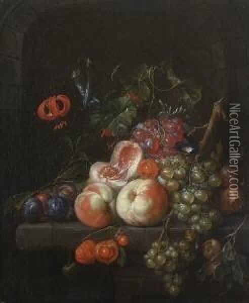 Fruchtestillleben Oil Painting - Cornelis De Heem