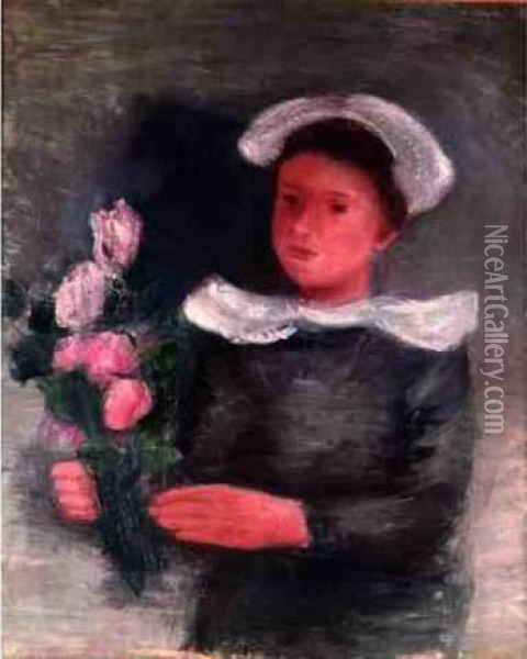 Bretonne Aux Roses Oil Painting - Joachim Weingart