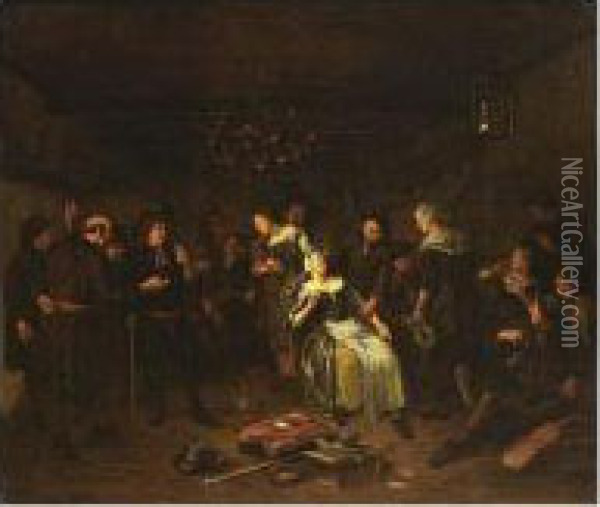 A Tavern Interior With Figures Making Merry Oil Painting - Richard Brakenburgh