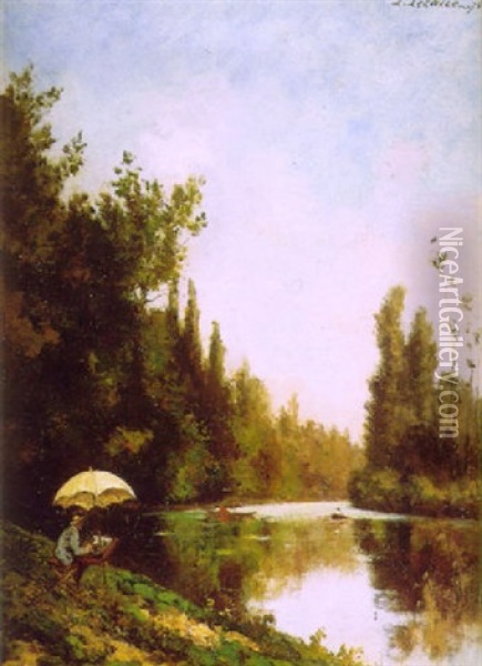 L'artiste Au Bord De L'oise Oil Painting - Paul Emmanuel Peraire
