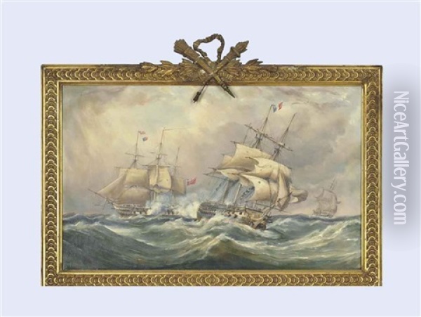 The Destruction Of The Droits De L'homme, 13th January 1797 Oil Painting - Ebenezer Colls