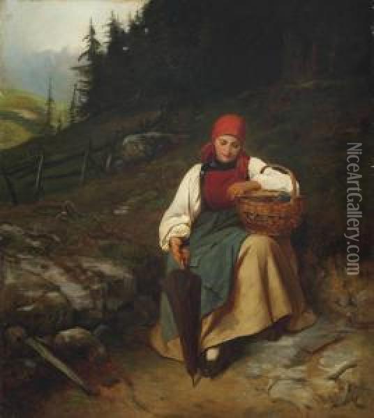 A Rest On The Way Oil Painting - Vautier