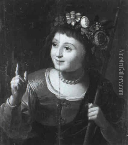 Portrait D'une Jeune Bergere Oil Painting - Govaert Flinck