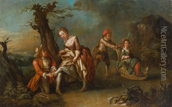 Schlittschuhlaufer Oil Painting - Johann Conrad Seekatz
