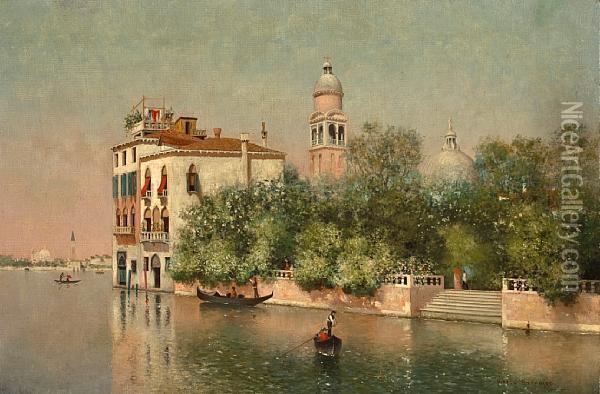 Public Gardens, Venice Oil Painting - Warren W. Sheppard