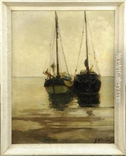 Marine Par Temps Calme Oil Painting - Willem Charles L. Delsaux