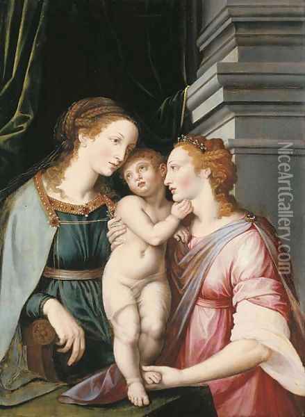 The Virgin and Child with Saint Catherine Oil Painting - Jacob De Backer
