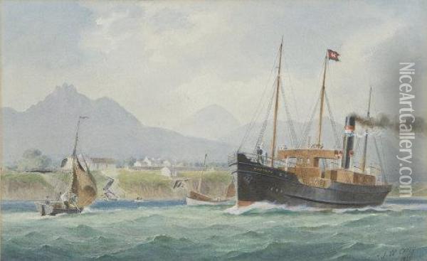The 'montalto' Off The Northern Entrance To Carlingford Lough Oil Painting - Joseph Carey Carey