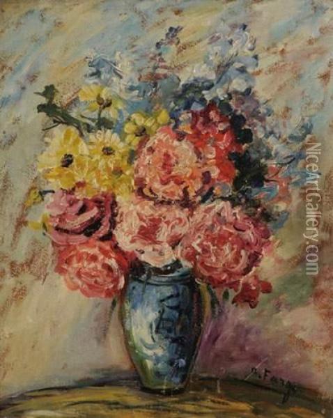 Vase Fleurs Oil Painting - Leon-Paul Fargue