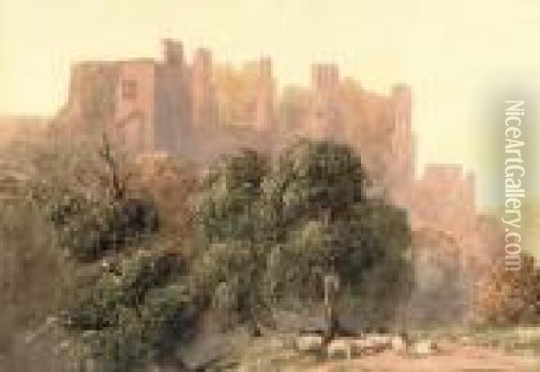A Welsh Castle Oil Painting - David I Cox