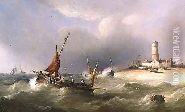 Fishing Boats in a Squall off Dungeness Spit Oil Painting - Henry King Taylor