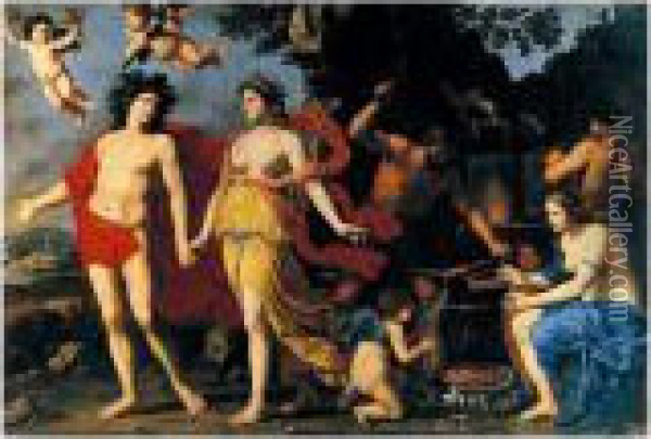 ``sine Baccho Et Cerere Friget Venus' Oil Painting - Giacinto Gimignani