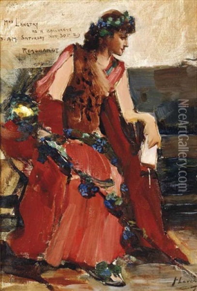 Mrs Langtry As A Bacchante Oil Painting - John Lavery